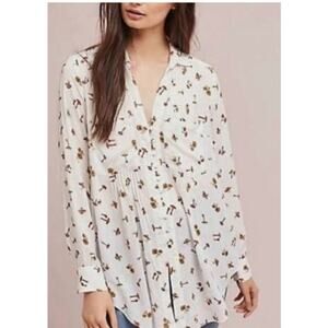 Anthropologie Maeve Matilda Mushroom Print Button Shirt XS –Toadstool Blouse